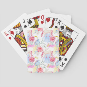 Jeu De Cartes Aquarelle Unicorne et Motif Pegasus