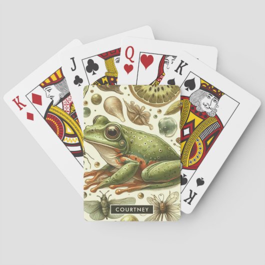 Jeu De Cartes Aquarelle vintage de grenouille (dos)