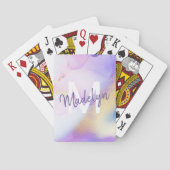 Jeu De Cartes Aquarelle violet Abstrait Girly Luxury Monogramme (dos)