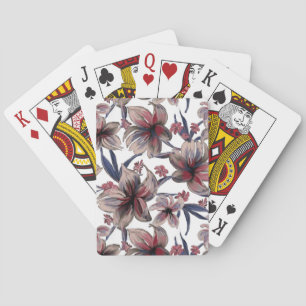 Jeu De Cartes Aquarelles Crimson Floral sur blanc
