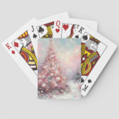 Jeu De Cartes Arbre de Noël impressionniste Whimsical bleu rose (dos)