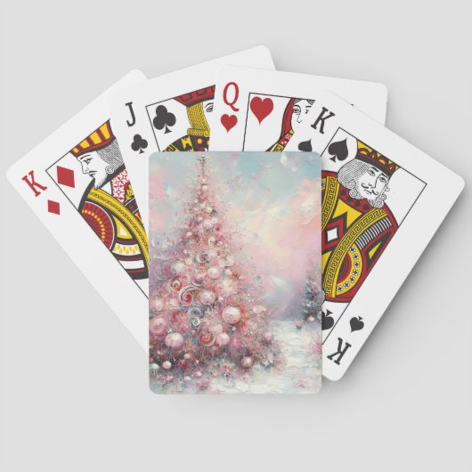 Jeu De Cartes Arbre de Noël impressionniste Whimsical bleu rose (dos)