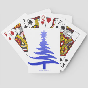 Jeu De Cartes Arbre de Noël Moderne Pochoir Imprimé Bleu