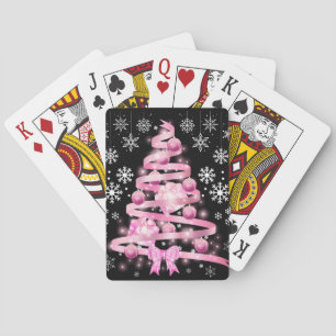 Jeu De Cartes Arbre de Noël rose pâle blanc Snowflake