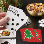Jeu De Cartes Arbre de Noël sur l'arrière - plan rouge (In Situ)
