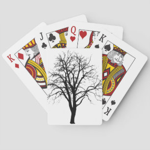 Jeu De Cartes Arbre Sans Feuilles En Silhouette D'Hiver
