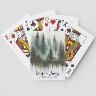 Jeu De Cartes Arbres à l'aquarelle Campagne rustique