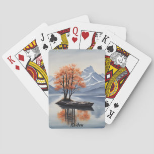 Jeu De Cartes Arbres d'automne sur une île dans un lac de montag