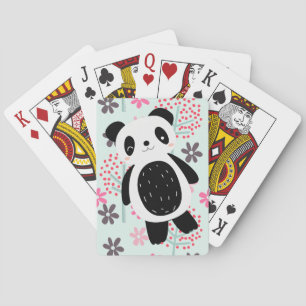 Jeu De Cartes Arbres, fleurs et ours de panda