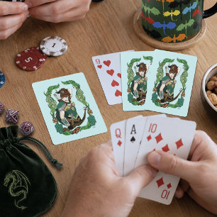 Jeu De Cartes Archère Elfe de la Forêt Enchantée Verte Fantastiq