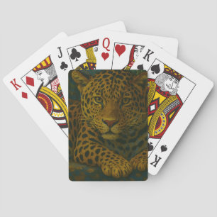 Jeu De Cartes Ardoise dorée - Leopard reposant en feuillage