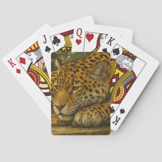 Jeu De Cartes Ardoise dorée - Leopard reposant en feuillage (dos)