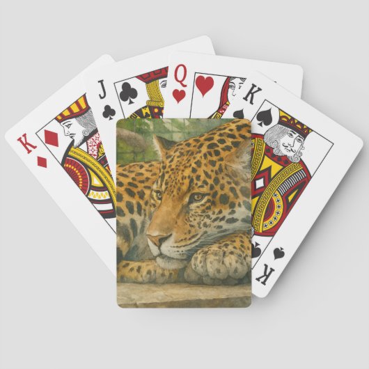 Jeu De Cartes Ardoise dorée - Leopard reposant en feuillage (dos)