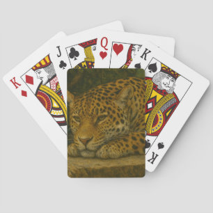 Jeu De Cartes Ardoise dorée - Leopard reposant en feuillage