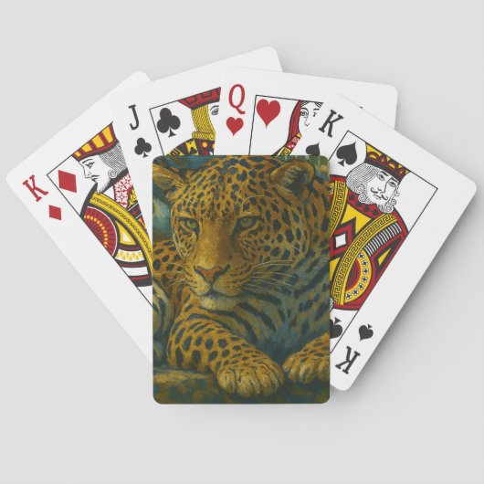 Jeu De Cartes Ardoise dorée - Leopard reposant en feuillage (dos)