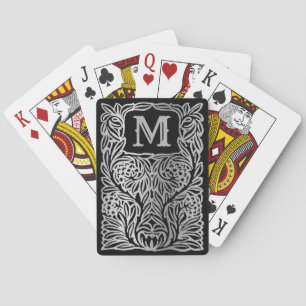 Jeu De Cartes Argent Noir Monogramme Vintage Luxe Personnalisé