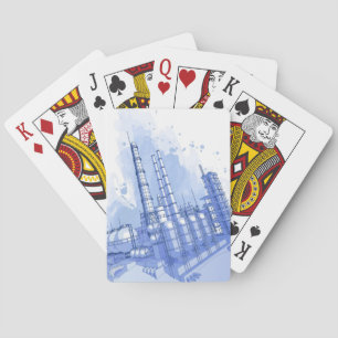 Jeu De Cartes Arrière - plan d'usine chimique et d'aquarelle