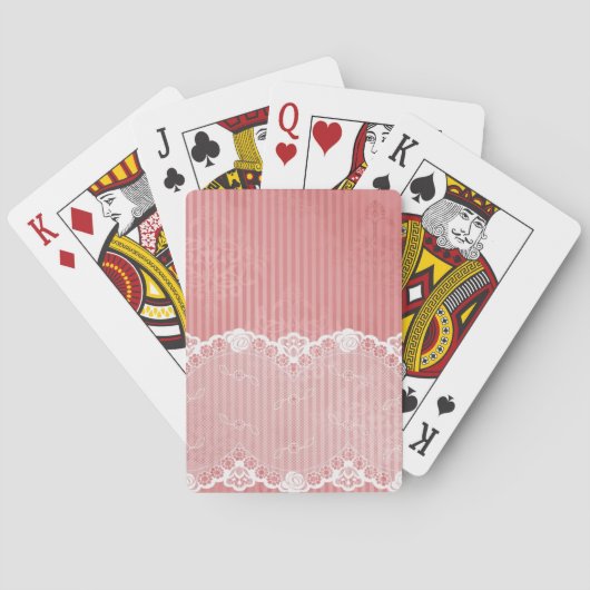 Jeu De Cartes Arrière - plan rose et blanc avec la dentelle (dos)