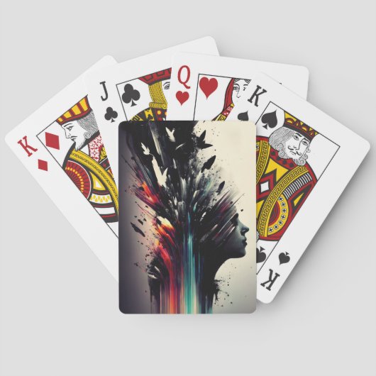 Jeu De Cartes Art abstrait boho avec visage de fille (dos)