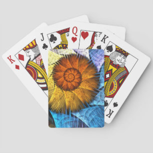 Jeu De Cartes Art abstrait floral orange jaune bleu
