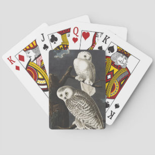 Jeu De Cartes Art ancien de la chouette blanche d'Audubon de nui