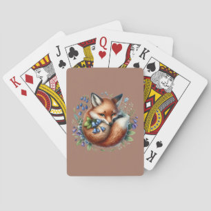 Jeu De Cartes Art botanique renard floral Woodland