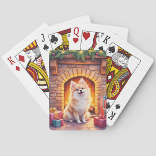 Jeu De Cartes Art de chien au coin du feu de Noël confortable Po