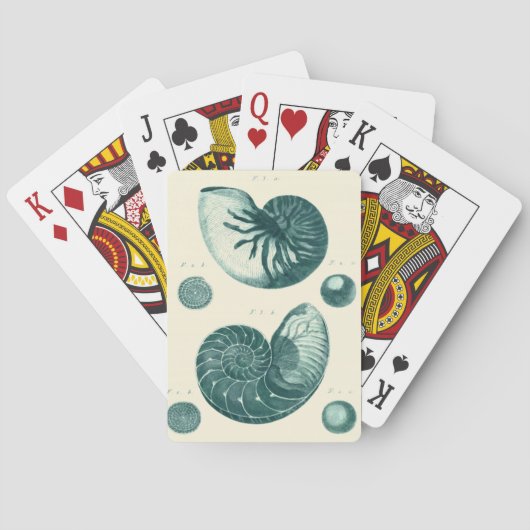 Jeu De Cartes Art de coquillage rouge et vert (dos)