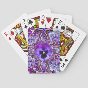 JEU DE CARTES ART DE JARDIN INCROYABLE LILAS VIOLET PENSÉES