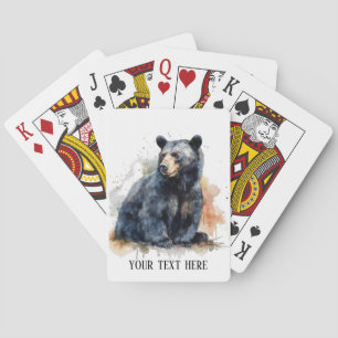 Jeu De Cartes Art de la forêt à l'aquarelle Ours noir, personnal