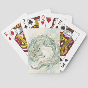 Jeu De Cartes Art de l'aquarelle du renard dragon mystique (1)