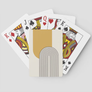 Jeu De Cartes Art de ligne de style du milieu du siècle avec arc