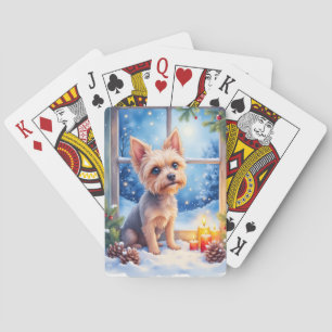 Jeu De Cartes Art de Noël Fenêtre Givrée Griffon de Bruxelles