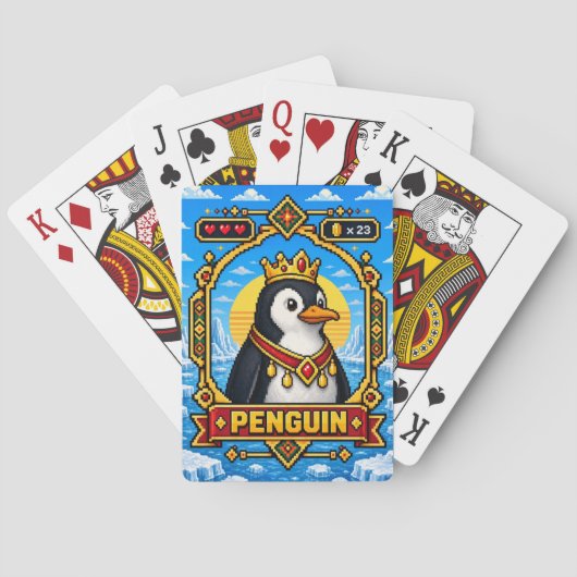 Jeu De Cartes Art de pixel rétro 8 bits de pingouin (dos)