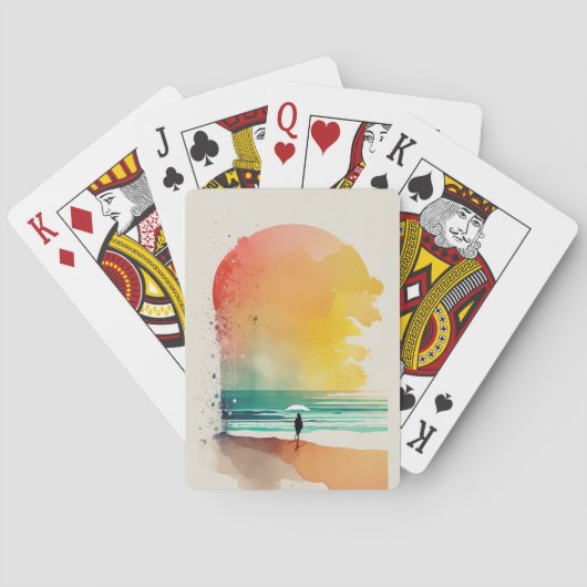 Jeu De Cartes Art de plage abstrait Marche dans les vagues (dos)