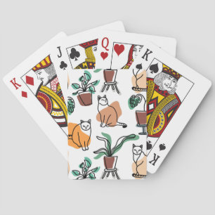 Jeu De Cartes Art de trait dessin chats et fleurs