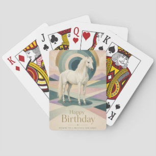 Jeu De Cartes Art Déco Cheval Blanc Géométrique Anniversaire
