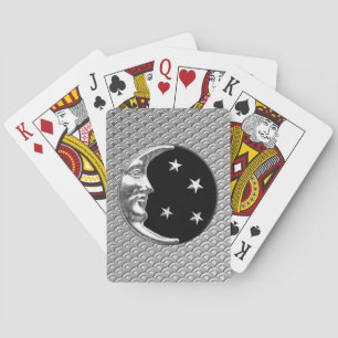 Jeu De Cartes Art Déco Lune et Etoiles, Noir et Argent