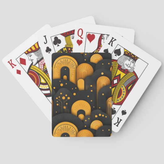 Jeu De Cartes Art déco noir et jaune (dos)