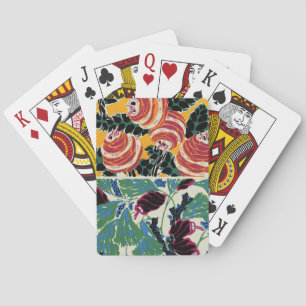 Jeu De Cartes Art floral abstrait magenta et orange vibrant
