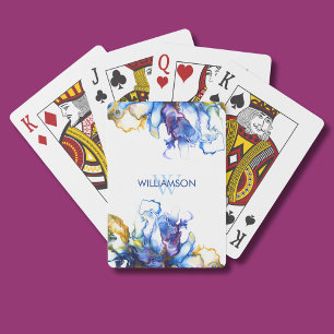 Jeu De Cartes Art fluide abstrait bleu vibrant