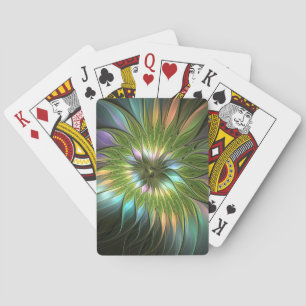 Jeu De Cartes Art Fractal Fleur Imaginaire Coloré Lumineux