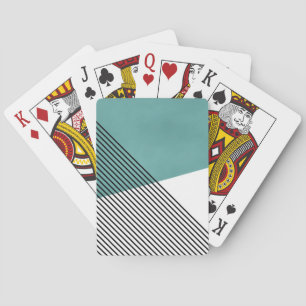 Jeu De Cartes Art géométrique simple noir, blanc et turquoise