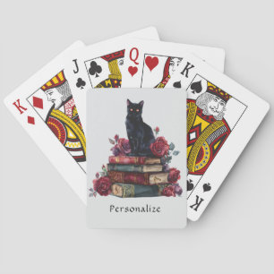 Jeu De Cartes Art gothique Chat noir Antique Livres Crimson Rose