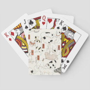 Jeu De Cartes Art japonais vintage de chat Ukiyoe gravure sur bo