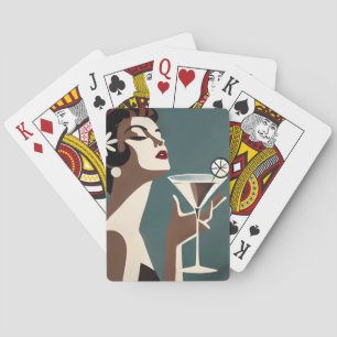 Jeu De Cartes Art Moderne du Milieu du Siècle La DIva Martini