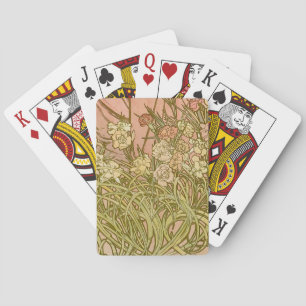 Jeu De Cartes Art Nouveau Alfonse Mucha fleurs d'oeillets floral