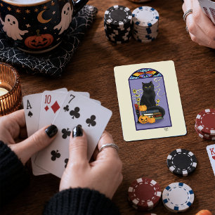 Jeu De Cartes Art Nouveau Chat Noir Citrouille Violet Automne Ja