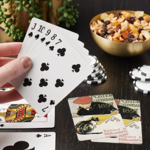Jeu De Cartes Art Nouveau vintage, artiste peignant avec un chat