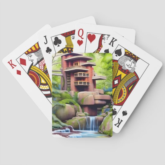Jeu De Cartes Art numérique de la maison d'arbre architectural (dos)